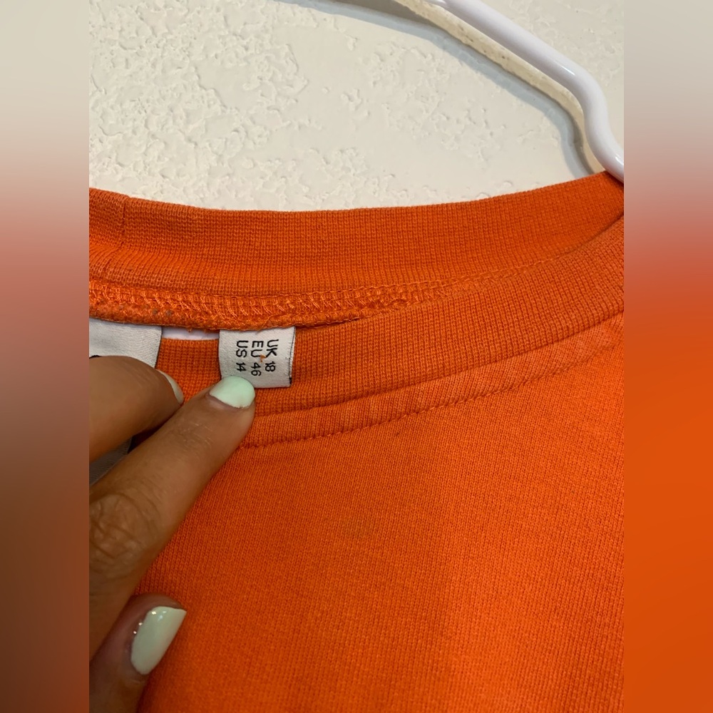Collusion Womens Size 14 Orange Cropped Sweater Long Sleeve Crew Neck Pullover - Picture 5 of 8